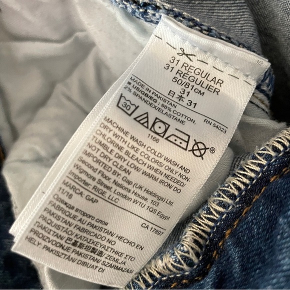 GAP Mid-Wash Medium Indigo High Rise Straight Raw Hem Cropped Jeans size 31 r - Picture 4 of 9